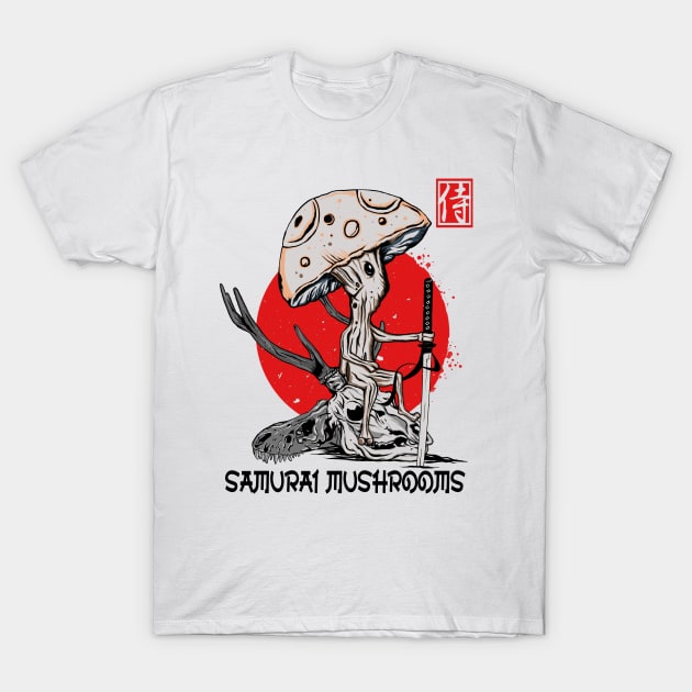 Samurai Mushroom T-Shirt by pilipsjanuariusDesign